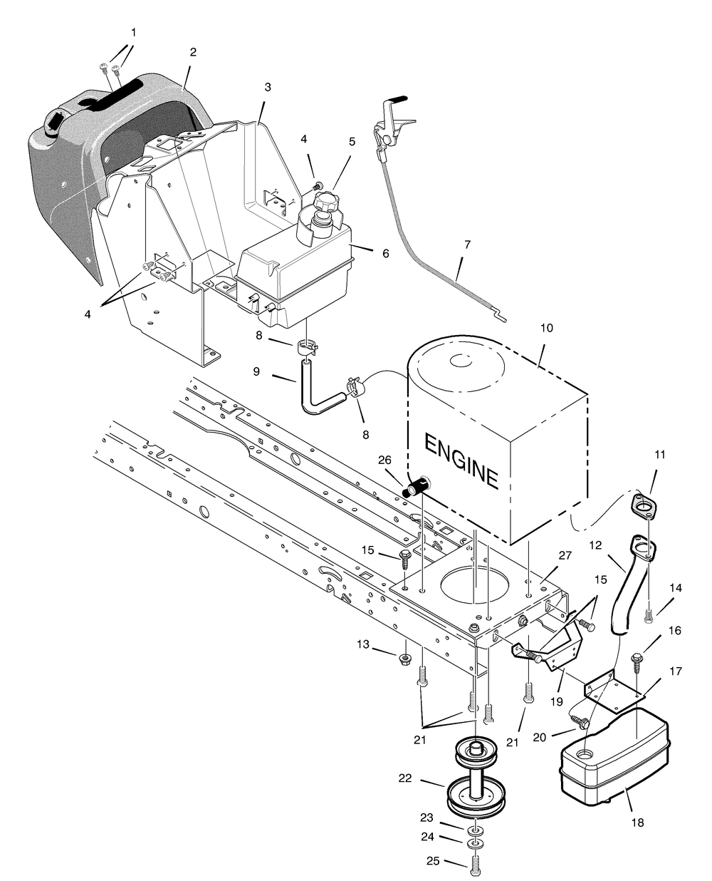 Engine Diagram and Parts List for 425638X692A 2003 Briggs and Stratton Lawn Tractor
